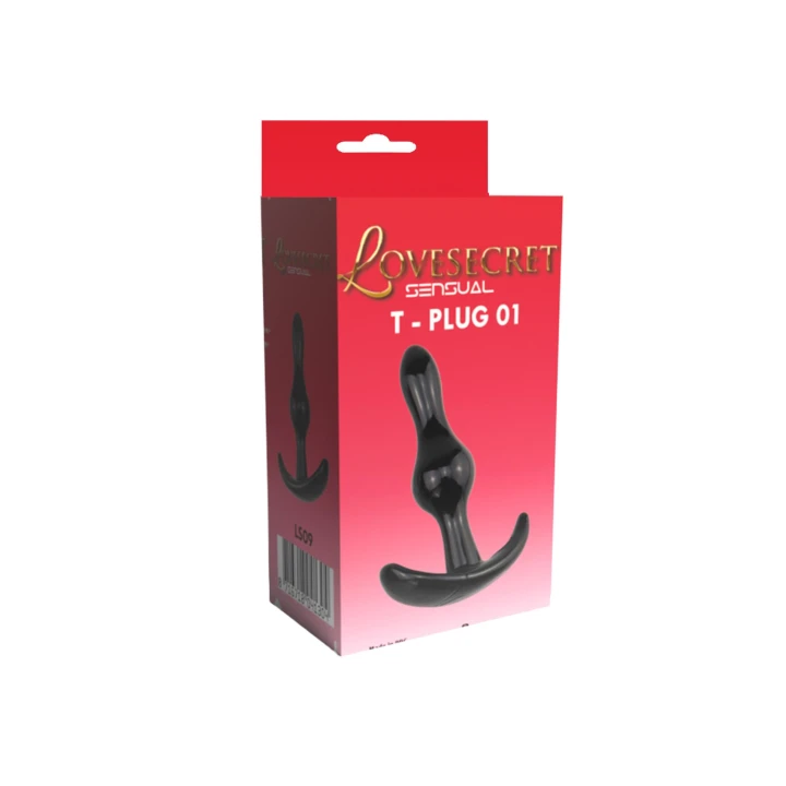Zestaw analny dla początkujących - Lovesecret Sensual Korek T-Plug 01, czarny, 8,5 cm