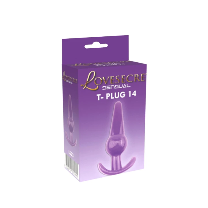 Korek analny Lovesecret Sensual T-Plug 14, fioletowy, 12,6 cm, TPE dla początkujących