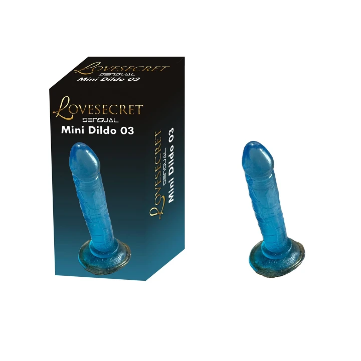 Dildo miniaturowe Lovesecret 14 cm, niebieskie, realistyczny design, TPE