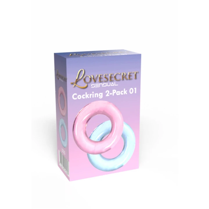 Pierścienie erekcyjne 2 sztuki, elastyczne, różowy i niebieski, 3.5 cm - LoveSecret