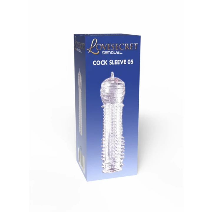Rękaw na penisa Lovesecret 05, żebrowany, przezroczysty, 12,5 cm, TPE, zwiększający przyjemność
