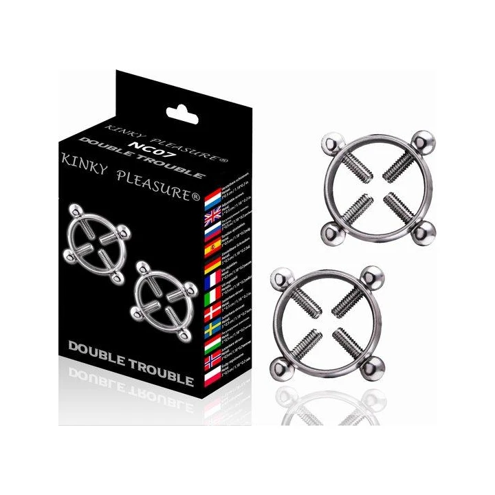 Regulowane klamry na sutki ze stali nierdzewnej - Kinky Pleasure - Double Trouble