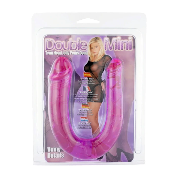 Dwustronne dildo mini, fioletowe, elastyczne, wodoodporne, PVC bez ftalanów
