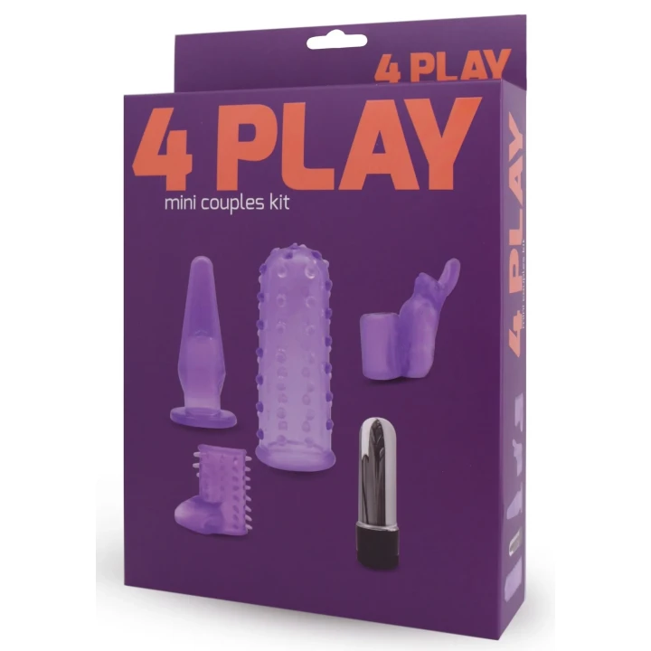 Zestaw stymulujący dla par, 4 Play Couples Kit Purple, cztery różnorodne nakładki
