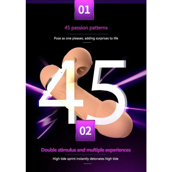 Stymulator łechtaczki z ruchomym języczkiem, 2 w 1, 9 trybów wibracji, USB