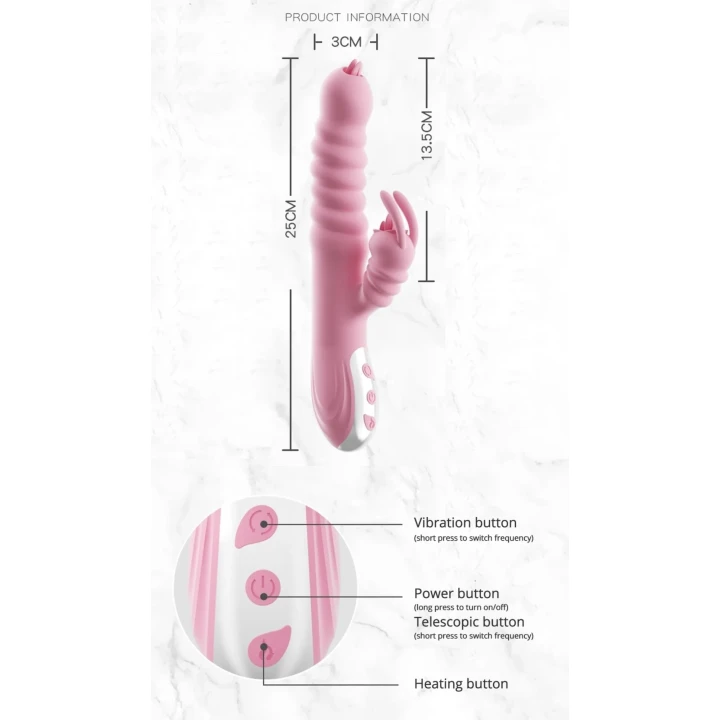 Stymulator łechtaczki i wibrator USB Hannah, 20 trybów, wodoodporny, silikonowy, różowy