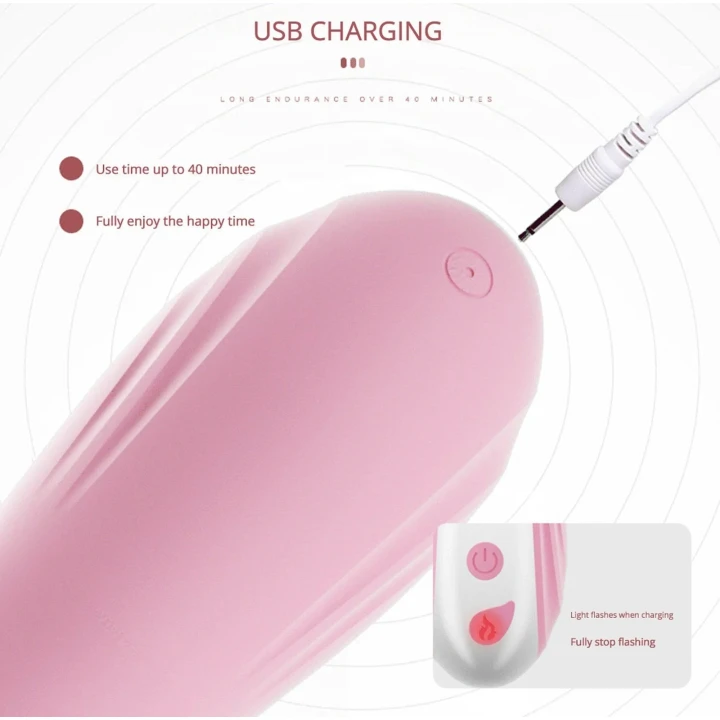 Stymulator łechtaczki i wibrator USB Hannah, 20 trybów, wodoodporny, silikonowy, różowy