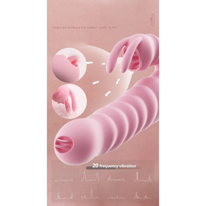 Stymulator łechtaczki i wibrator USB Hannah, 20 trybów, wodoodporny, silikonowy, różowy