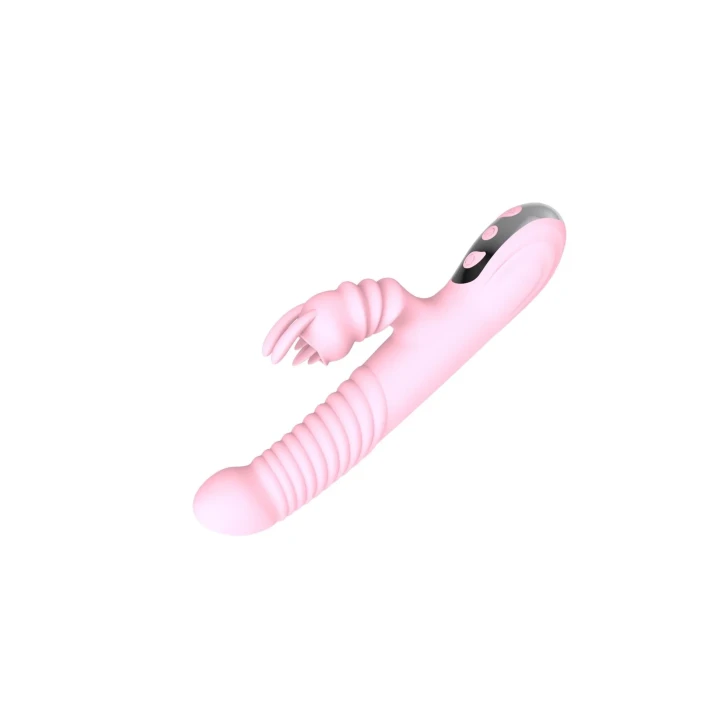 Wibrator królik 2 w 1 USB, silikonowy, różowy, 20 trybów, długość 23 cm