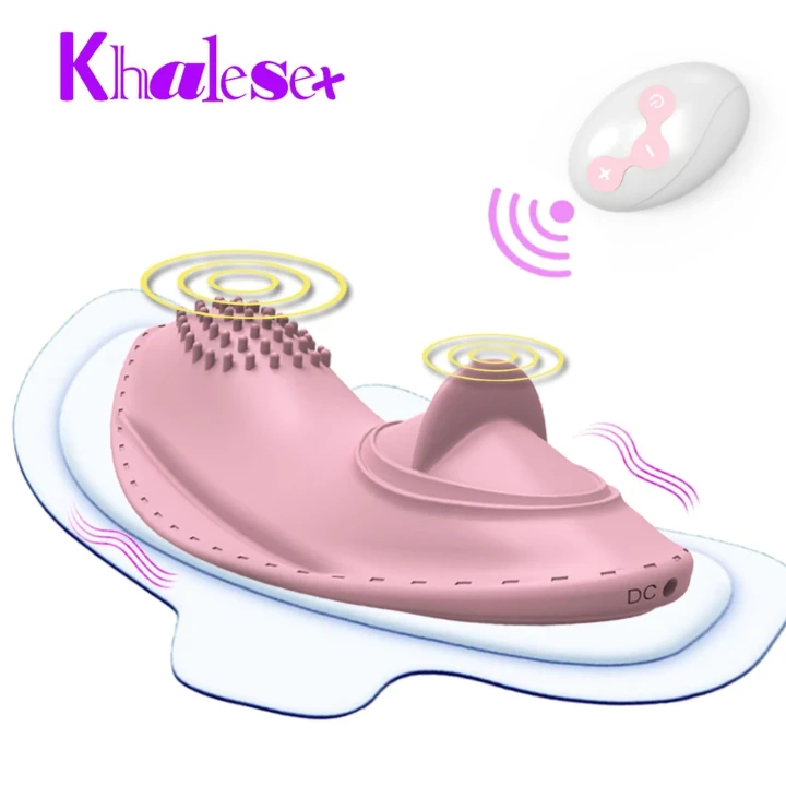 Wibrator strap-on różowy z pilotem, 10 prędkości, ergonomiczny kształt, 9.7 cm