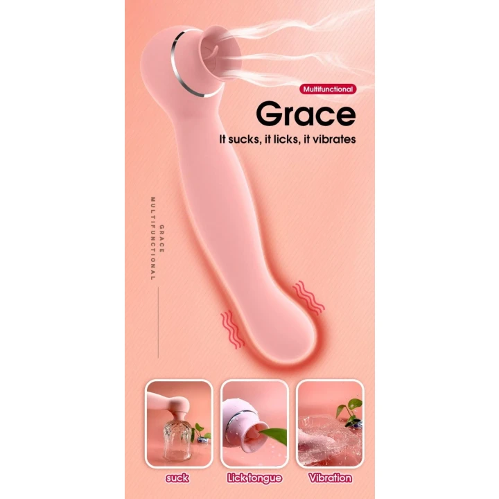 Wibrator clitoralny Lauren USB, silikonowy, 9 wzorów wibracji, 21 cm długości