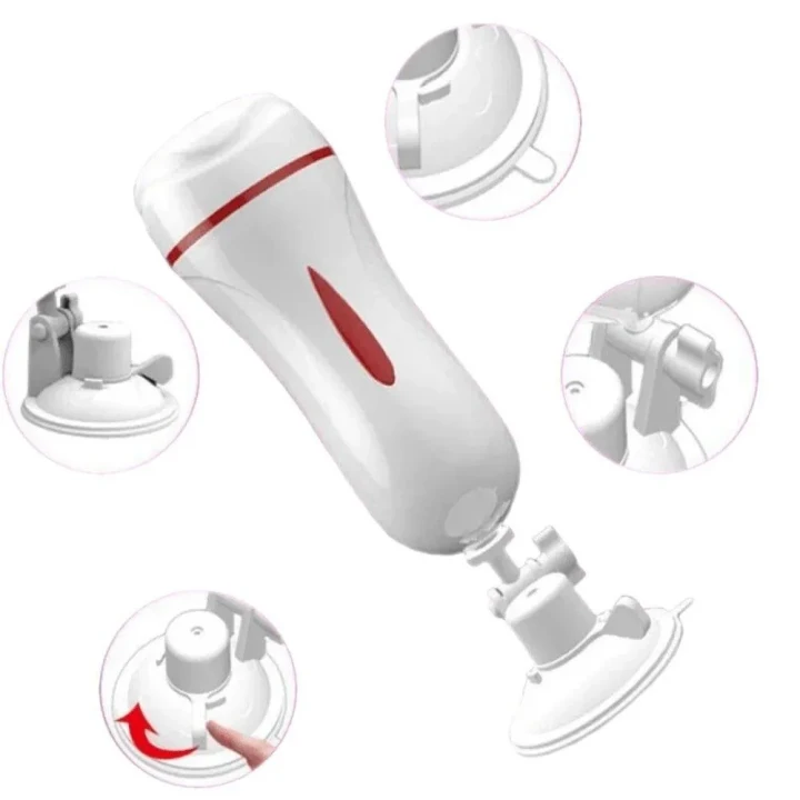 Masturbator wibracyjny z przyssawką - Suction Master, wodoodporny, elastyczny silikon