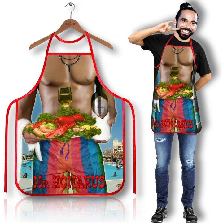 Fartuch Kulinarny Mr. Homarus z Humorystycznym Nadrukiem - Mistrz Gotowania i Stylu