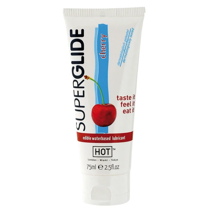 Lubrykant jadalny na bazie wody Żel-HOT Superglide CHERRY 75ml z osiągnięciem wyjątkowego poślizgu