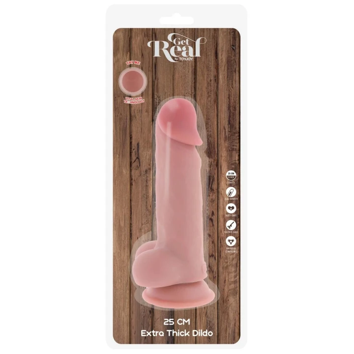 Dildo o podwójnej gęstości, 25 cm, realistyczny, z przyssawką, TPE