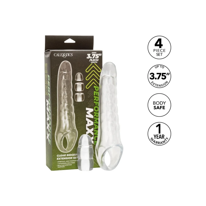 Przezroczysty zestaw przedłużający Performance Maxx z TPE, 22.75 cm, wodoodporny