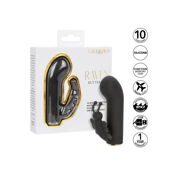 Masażer podwójny do stymulacji punktu G, silikonowy, wodoodporny, Raven Butterfly