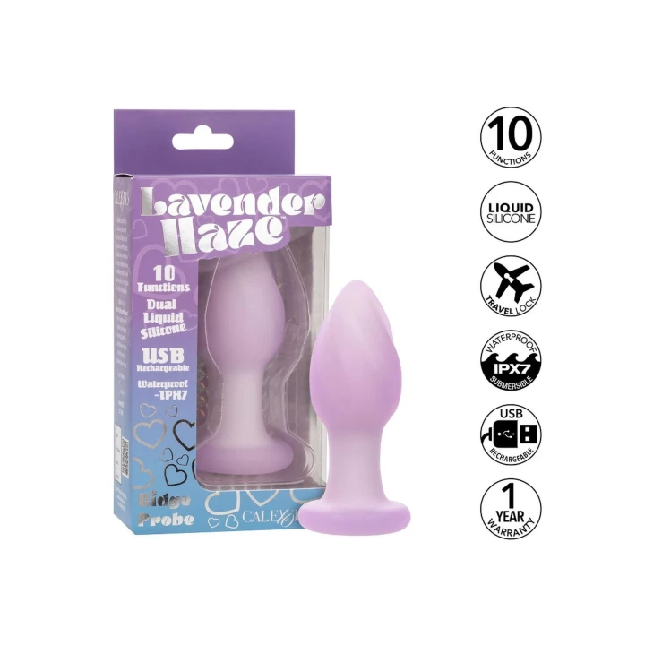 Wibrator silikonowy Lavender Haze Ridge Probe z 10 funkcjami wibracji, wodoodporny IPX7