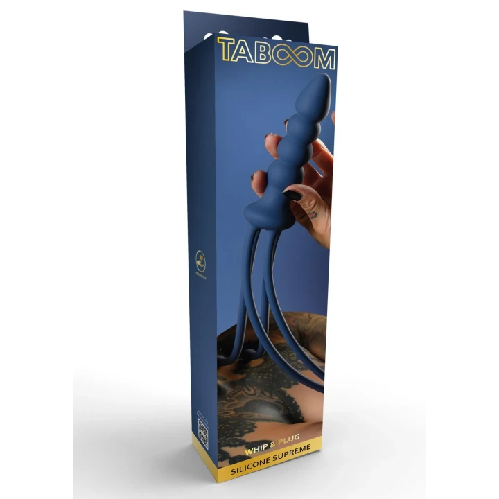 Silikonowy pejcz do dominacji, niebieski, 38 cm długości, 4 ogony, bez niklu