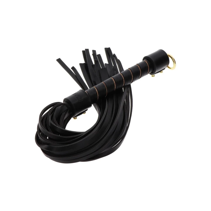 Pejcz zdobiony TABOOM z wegańskiej skóry PU, czarny, 54 cm długości, ergonomiczną rączką