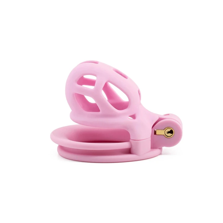 Klatka Kontroli Erekcji X-Short – Różowa, ABS, 4 rozmiary pierścieni, 7 cm długości