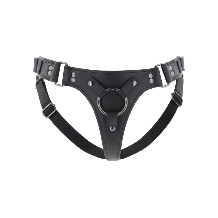 Zaawansowany strap-on uniseks z regulowanymi paskami i wymiennymi pierścieniami