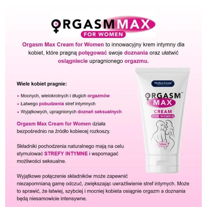 Krem stymulujący doznania intymne dla kobiet - Orgasm Max 50 ml