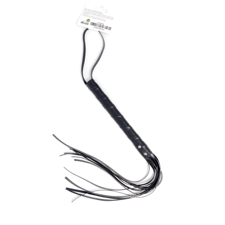 Pejcz erotyczny Fetish B - seria czarny, długość 70 cm, imitacja skóry, stylowy i funkcjonalny