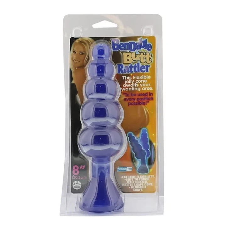 Elastyczny analny plug wibracyjny, niebieski - BENDABLE BUTT RATTLER