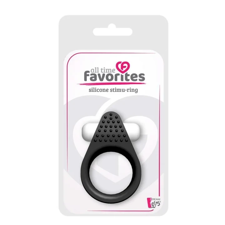 Pierścień wibracyjny silikonowy z regulacją, czarny, ALL TIME FAVORITES