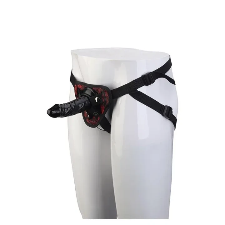 Uprząż do dildo z wymiennym elementem, komfortowa i regulowana, PVC bez ftalanów