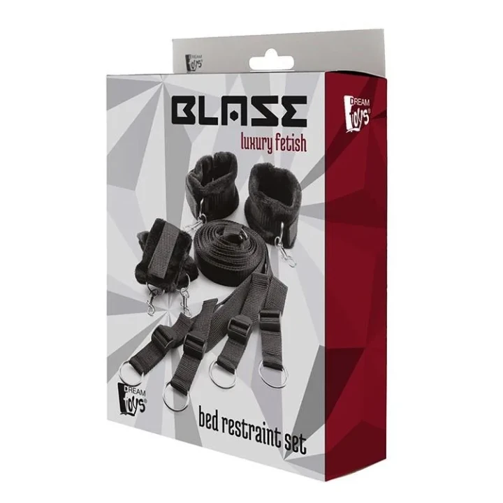 Zestaw ograniczników do łóżka BLAZE, mankiety w wysokiej jakości sztucznym futrze