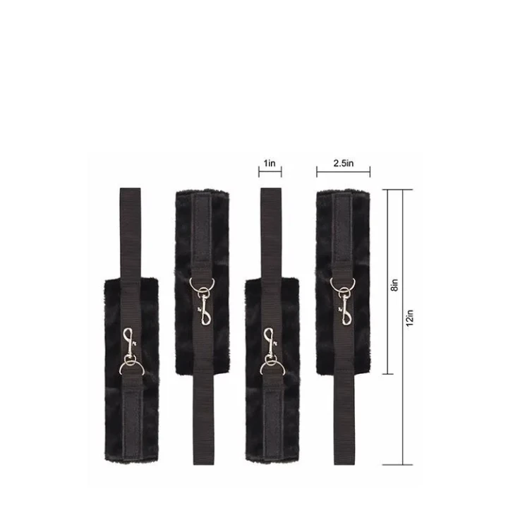 Zestaw ograniczników do łóżka BLAZE, mankiety w wysokiej jakości sztucznym futrze