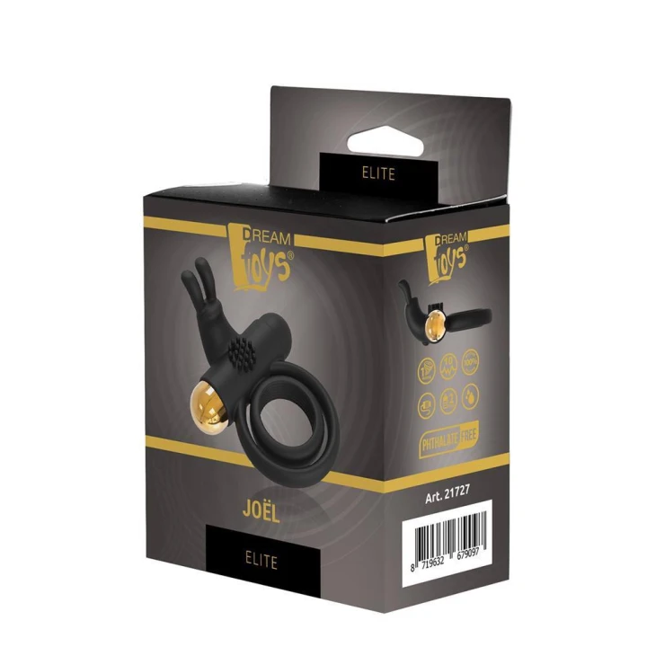 Wibrujący pierścień na penisa ELITE JOEL z kulką, 7 programów wibracji, silikonowy