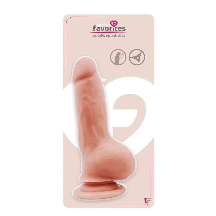 Giętkie dildo realistyczne w kolorze cielistym z przyssawką, 18 cm, TPE
