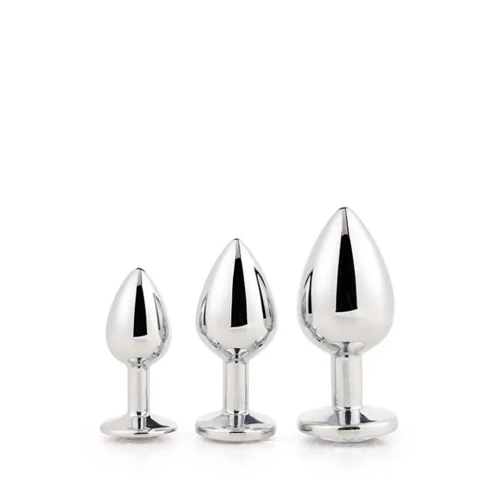 Zestaw 3 srebrnych zatyczek analnych z kamieniami szlachetnymi, Gleaming Love