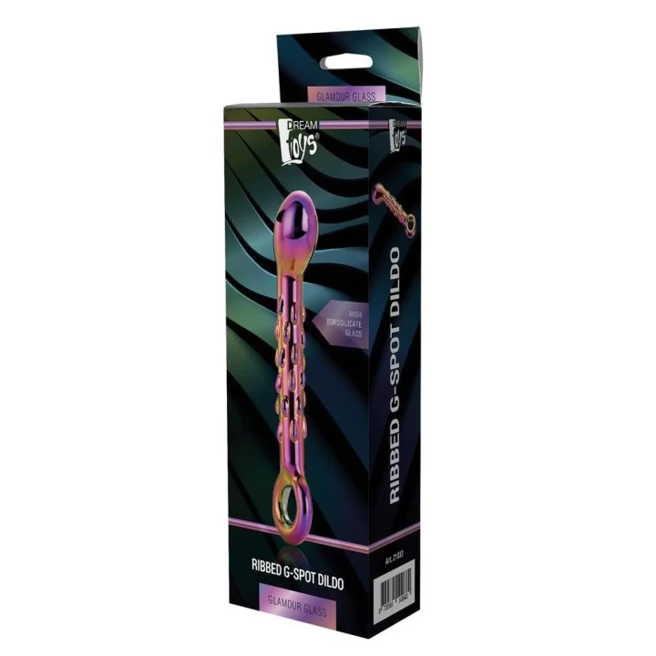 Szklane dildo do stymulacji G-spotu, z wypustkami, 18 cm, borokrzemianowe