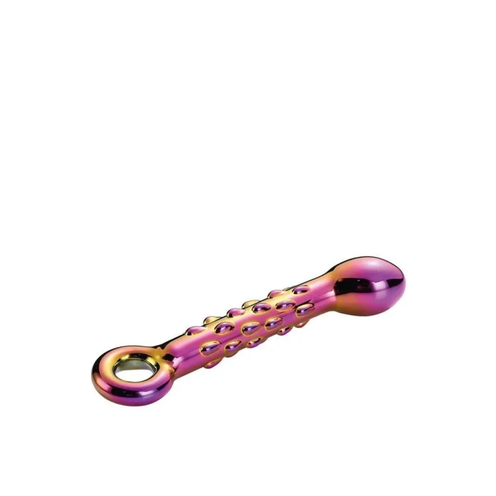 Szklane dildo do stymulacji G-spotu, z wypustkami, 18 cm, borokrzemianowe