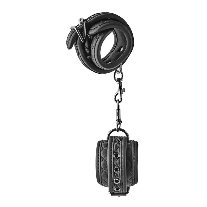 Kajdanki do bondage BLAZE DIAMOND w czarnej skórze wegańskiej z regulacją