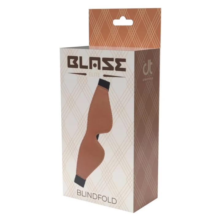 Marta intymna maska BLAZE ELITE z wegańskiej skóry w kolorze koniaku z dodatkami metalowymi