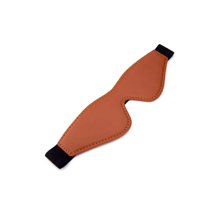 Marta intymna maska BLAZE ELITE z wegańskiej skóry w kolorze koniaku z dodatkami metalowymi