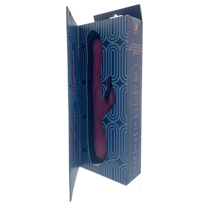 wibrator duo z rotującymi koralikami, silikonowy, wodoodporny, z 3 silnikami