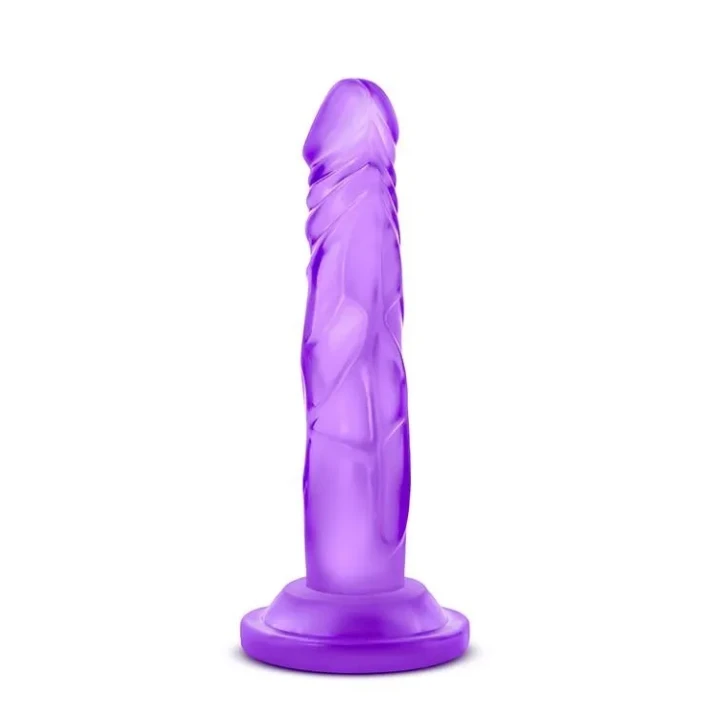Dildo mini 5 cali w kolorze fioletowym, realistyczna tekstura, przyssawka, TPE