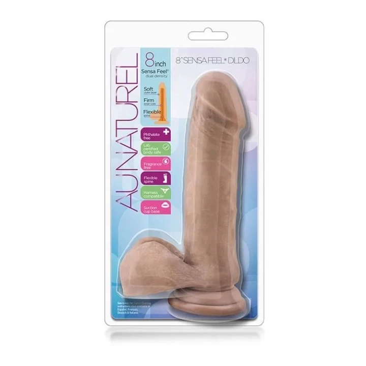 Realistyczne dildo 8-calowe AU NATUREL z przyssawką, TPE, z wbudowanymi bateriami