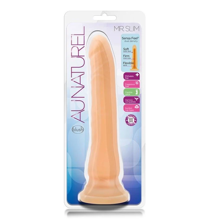Dildo realistyczne AU NATUREL MR. SLIM w odcieniu beżowym, TPE, 4,3 cm