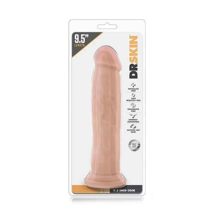 Realistyczny dildo 9.5 cala w kolorze waniliowym z przyssawką, hipoalergiczne PVC