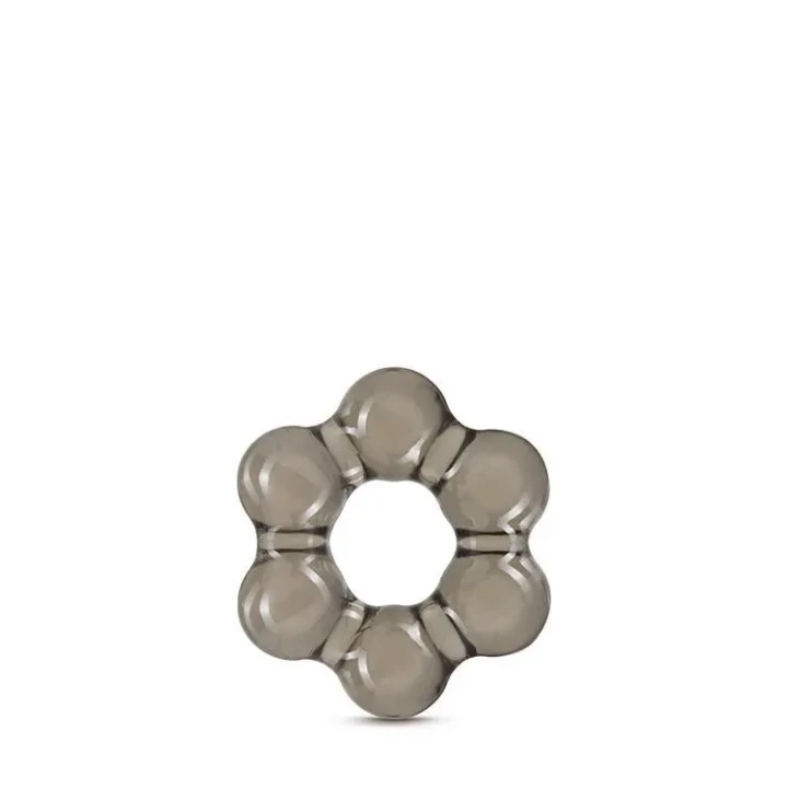 pierścień erekcyjny z grubymi koralikami, TPE, czarny, rozmiar 6 cm