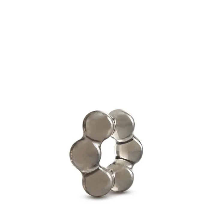 pierścień erekcyjny z grubymi koralikami, TPE, czarny, rozmiar 6 cm