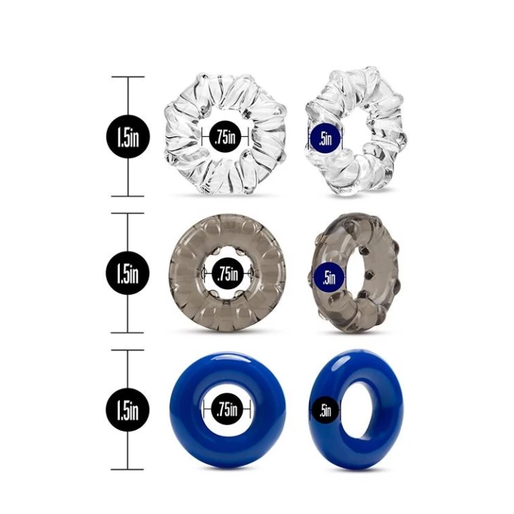 Pierścienie erekcyjne STAY HARD - elastyczny zestaw 3 szt. dla intensyfikacji doznań