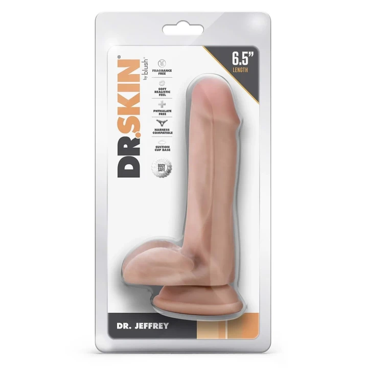 Realistyczne dildo 6,5 cala z przyssawką, odcień beżowy, materiał PVC - Dr. Jeffrey
